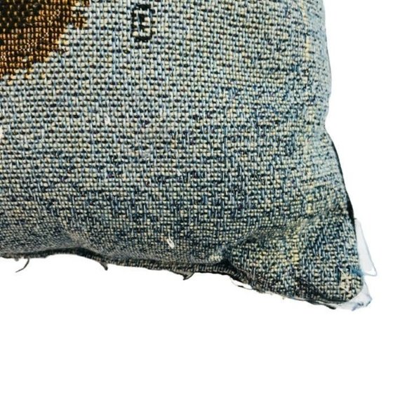 Dachshund Dog Needlepoint Throw Pillow 16"x14.5" Signed J GIBSON VGC - Picture 4 of 10